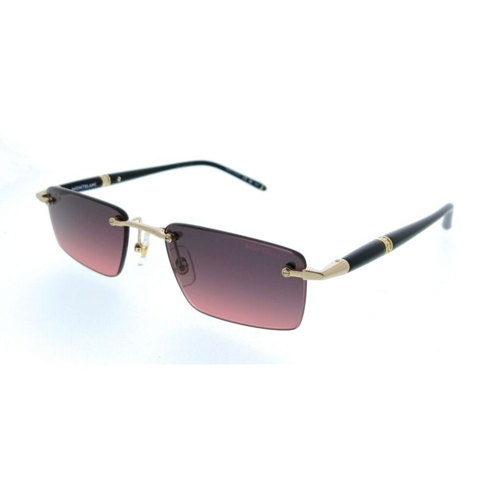 Montblanc MB0484S-003 Gold Black Rimless Mens Sunglasses